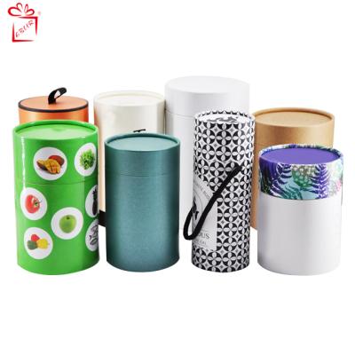 China Recycled Materials Food Grade Round Cardboard Boxes Cylinder Container Tea Paper Tube Packaging With Colorful Design for sale