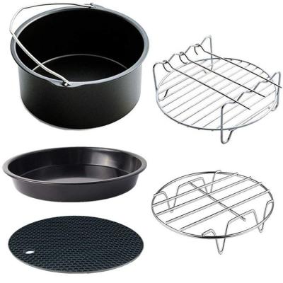 China 6Inch Air Fryer Accessories Makers 5 Pcs BBQ Basket Grill Kit Pizza Plate Food Box Viable Kit For Universal Deluxe Air Fryer for sale