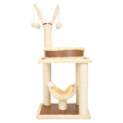 China Cat Scratcher Tree Wholesale Pet Store Viable Products Large Cat Tree House Tower With Toys Love Small Cat Climbing Sports Pet House for sale