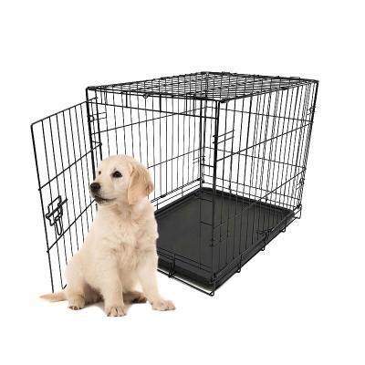 China Breathable Foldable Pet Supplies Cage Custom Color Metal Carriers House Iron Wire With Single Door And Cover for sale