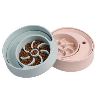 China Durable Anti Clog Feeder Slow Feeder Plastic Pet Dog Bowl Rounded Food Water Cat Dog Feeder for sale