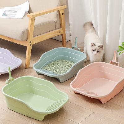 China Sustainable Trash Can Triangle Shape Large Cat Litter Box Big Cat Trash Can With Free Scoop for sale