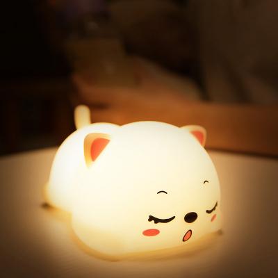 China Modern Cute Cat LED Night Light for Nursery Light Kids Silicone Night Light Rechargeable Soft Silicone Touch Sensor Tap Type Multicolor for sale