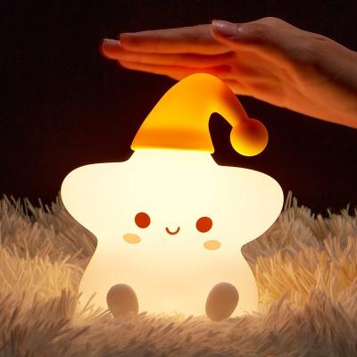 China New Modern Sensor Star Silicone Touch Control Night Lamp With Different Colors for sale