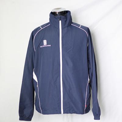 China Custom Logo Fitted Track Jacket , Dark Blue Windbreaker Track Jacket for sale