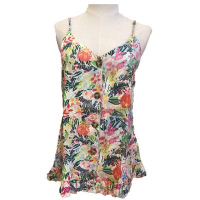 China Adjustable Shoulder Straps Viscose Floral Print Tank Tops For Women for sale