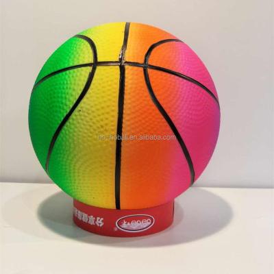 China Promotional Toy PVC Inflatable Rainbow 8.5inch Basketball For Kids for sale