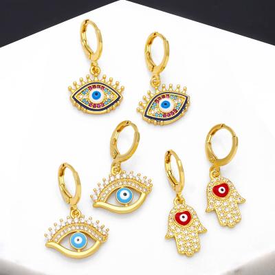 China TRENDY Shily & Os Factory Wholesale Matching Eyes With Colorful Diamond Earrings Demon Eyes Earring Girl for sale