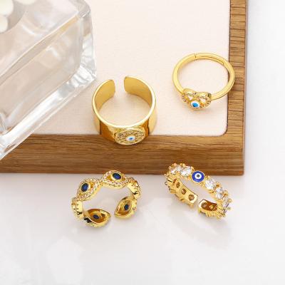 China TRENDY Shily & OS Instagram Small Luxury Luxury High Sense Zircon Open Ring Female Fashion Devil's Eye Ring for sale