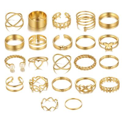 China TRENDY Shily & Os New Design Sense Small Love Ring Set 22 Pieces Female Butterfly Open Multi-articular Ring for sale