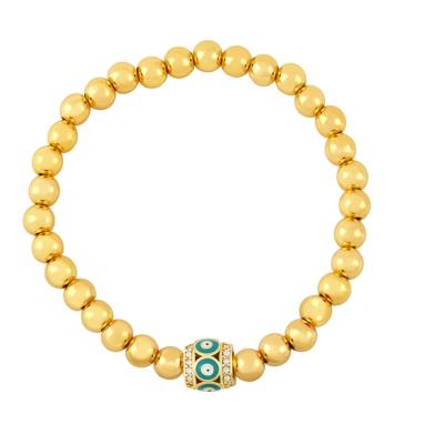 China Hiphop Shily & OS  fashion women beaded golden round beads diamonds Devil's eye elastic bracelet for sale