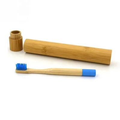 China Various Colors Bamboo Toothbrush Disposable Adult Round Natural Color Stick Can Be Logo Bamboo Toothbrush Customized for sale