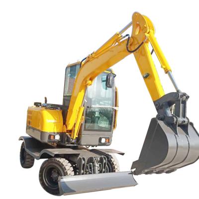 China Construction Material Stores Four-wheel Drive Hydraulic Operation Wheel Excavator 8 Ton With Heavy Digging Bucket Excavator for sale