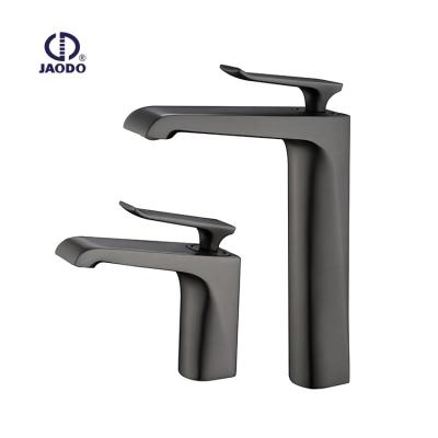 China Hot Water Taps Zinc Handle Body Mixer Tap Newest Cold Black Plated Brass Metered Basin Faucet Sink Faucet for sale