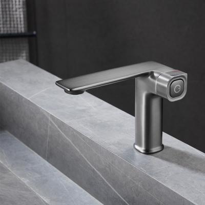 China Factory Direct Sale Metered Faucets Gun Black Face Basin Faucet Taps Bathroom Basin Sink Taps Basin Mixer for sale