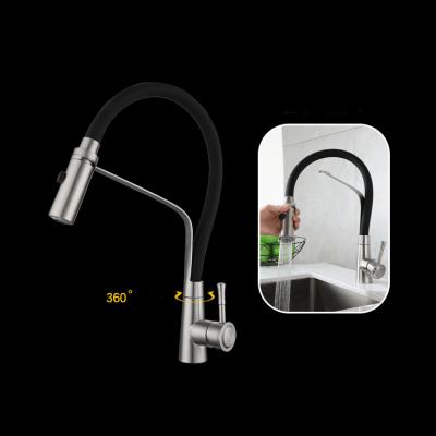 China High Quality 304 Stainless Steel Kitchen Thermostatic Faucets Modern Single Pull Down Faucet, Elastic Rotating Faucet Sprayer Kitchen for sale