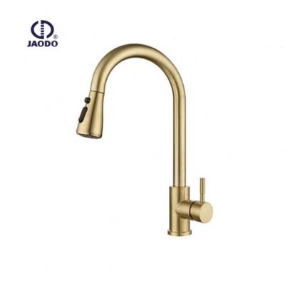 China Sense Faucets Economic Family Gold Folding Kitchen Faucet Pull Out Hose Kitchen Mixer Tap for sale