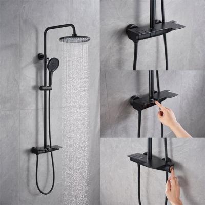 China With European Slide Bar Shower Column With Thermostatic Faucet Mixer Bathroom Rain Bath Shower Sets for sale