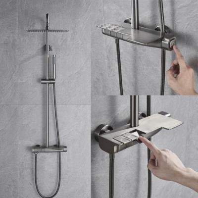 China With Slide Bar High Quality Brass Gun Gray Rainfall Shower Set for sale