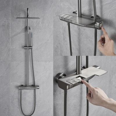 China With Sliding Bar Jaoso In-Wall Mounted Bath Bathroom Rain Faucet Shower Set Rainfall Steam Shower Column Set for sale