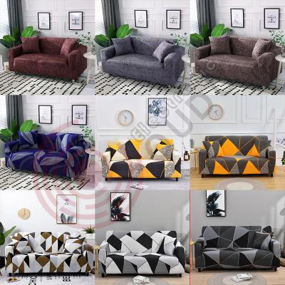 China Elastic Europe Style Color Stitching Elastic Stretch Fabric I Shape Silpcover Couch Sofa Cover 2 Seat 3 Seaters for sale