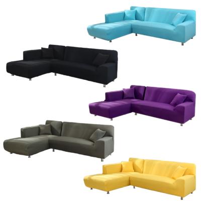 China Elastic 5 Seater 7 Seater L Shape Corner Solid Pure Color Qualified Elastic Stretchable Sectional Sofa Cover for sale