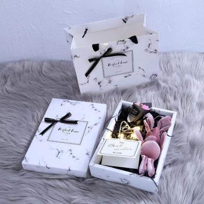 China Recyclable Custom Luxury Kraft Paper Gift Box Black White Marble Paper Boxes for sale