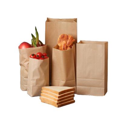 China Recyclable Custom Vegetable LOGO Eco Friendly Shopping Food Bread Packaging Kraft Paper Bag for sale