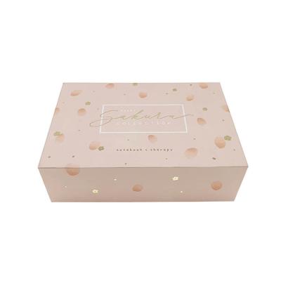 China High Quality Recycled Materials Pattern Macaroon Cardboard Pink Floral Lid And Base Jewelery Disposable Paper Box for sale