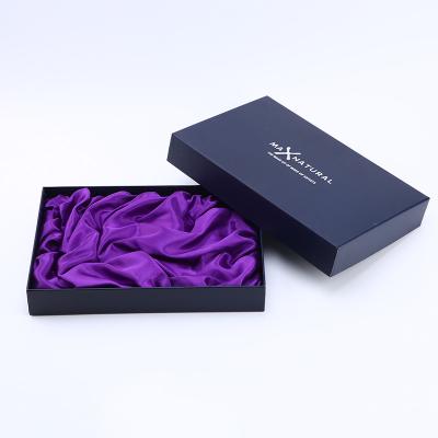 China Recycled Materials Bespoke Luxury Custom Brand Cardboard Sturdy Lid And Base Gift Packaging Paper Boxes With Satin for sale