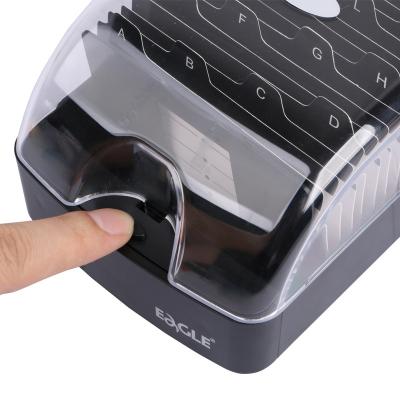 China Normcore/Minimalist Clear Tabletop Plastic Business Card Holder Push-Button Transparent Business Card Stand Holder Name Card Case Name Display Box for sale