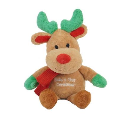 China Promotion OEM Customizable Reindeer Cuddly Stuffed Animals Cute Soft Toys For Baby's First Christmas for sale