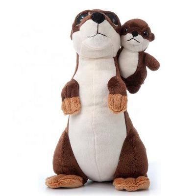 China Customized Wholesale 30cm Promotion Beautiful Monday Logo Stuffed Sea Animal and Baby Toy Set Soft Otter Plush for sale