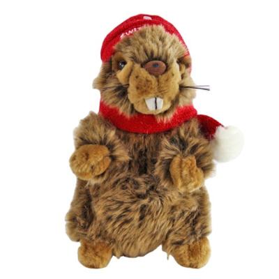 China Realistic Soft Plush Toy Adorable Stuffed Squirrel Logo Animal Customized Knitted Hat Scarf Promotion for sale