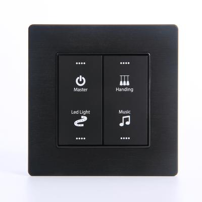 China 3 button 6 strip luxury aluminum hotel switch 3 button touch panel door plate electric wall switch hotel light /dimmer control panel light 6 strip for sale