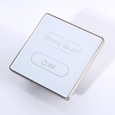 China Tempered glass panel with metal alloy frame luxury white tempered glass-metal smart switch villa/home/stars smart switch 12V dry contact switch hotels using for sale