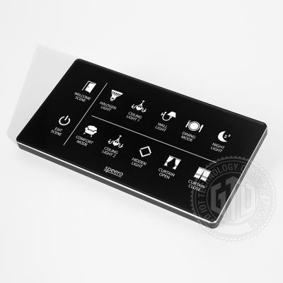 China Tempered Glass Panel With Metal Alloy Frame 102*188mm Black Tempered Glass With Zinc Alloy Frame Smart Touch Wall Switch With LED Backlight And Customized Wall Villa icons for sale