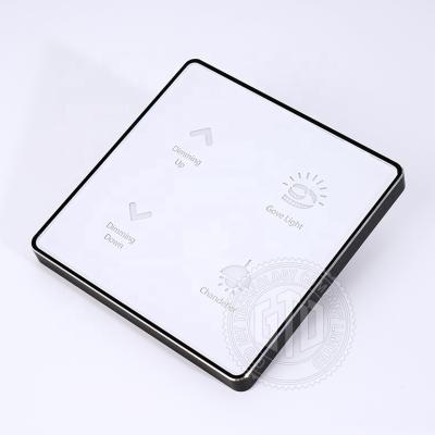 China Tempered Glass Panel With Metal Alloy Frame 102*102mm White Tempered Glass With Luxury Smart Touch Wall Switch With LED Backlight And Icons Customized Villa for sale