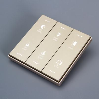 China Plastic / Brushed Metal Aluminum Panel Large Champagne Gold Color 90MM Push Button Interesting Wall Switch for sale