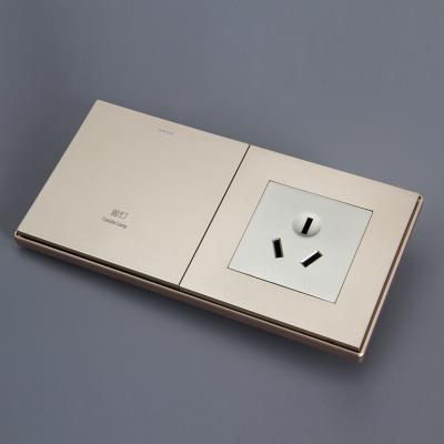 China Plastic / Brushed Metal Aluminum Panel Champagne Gold Color Touch Button RS 485 Interesting Wall Switch Slightly Large With Socket for sale