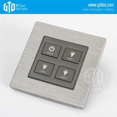 China 4 Gang Outlet Special Gray Color Good Paint 12V CNC Dry Contact Aluminum Reset Button 4 Strip Wall Switch for sale