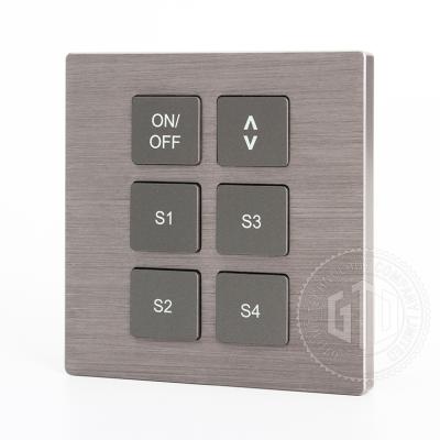 China 1-6 Button Light Control Color CNC Metal Panel Push Button 12V DC Dry Contact Luxury Gray Switch Factory Made for sale