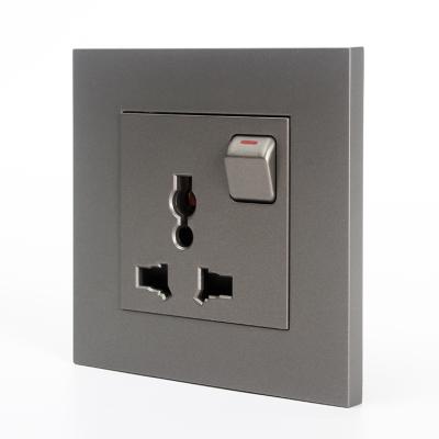 China 230V Universal Practical Economic Gray Paint Color Good Quality 3 Pin AC 13A 3 Pin Socket Wall Outlet With Safety On/Off Button for sale