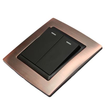 China Zinc Alloy Frame With PC 15A Medium Series Luxury Red Bronzed Brushed 2 Way Wall Switch Party Hotel 2 Strip for sale