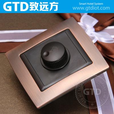 China 15A Series Luxury Hotel Dimmer Switch , 180 Degree Rotation Buttons 0-100% Brightness Adjustment Bronze Brushed Metal Frame 86*86*50mm for sale