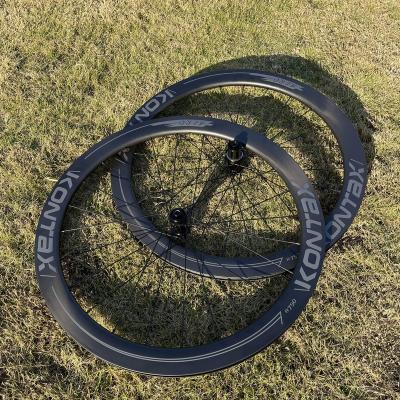 China Road Bikes Wheelset Road Bike Road Wheels Disc Brake Clincher Tube 50mm Depth Carbon Fiber Rims Wheelset 700c Carbon 25mm Width for sale