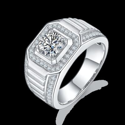 China TRENDY Engagement Wedding Rings For Men With New High Quality 1ct Moissanite In Stock 925 Sterling Silver Jewelry 18K Gold Plated for sale