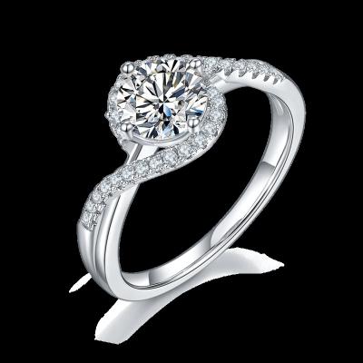 China Romantic Engagement Rings With Moissanite 1ct 6.5mm High Quality In Stock 925 Sterling Silver Ring Jewelry 18K Gold Plated Ring For Women for sale