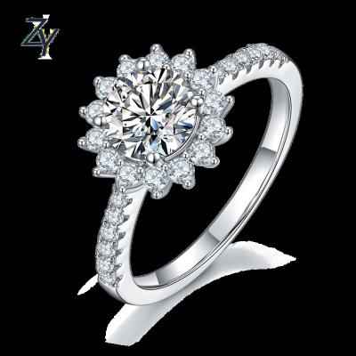 China Sunny Romantic Engagement Rings with Moissanite 1ct 6.5mm in Stock 925 Sterling Silver Ring Jewelry 18K Gold Plated Ring for Women for sale