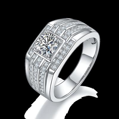 China TRENDY Engagement Wedding Rings For Men With New High Quality 1ct Moissanite In Stock 925 Sterling Silver Jewelry 18K Gold Plated for sale